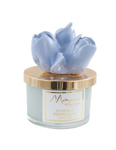 Smooth candle with tulips in air force blue, low | Wedding 2027