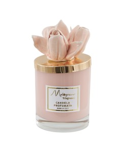 Candela liscia con tulipani color cipria, grande | Matrimonio 2027