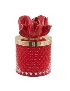 Diamond candle with tulips in red, medium tall | Wedding 2027