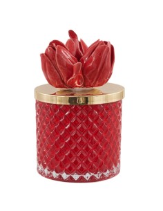 Kerze Diamond mit Tulpen in Rot, groß und hoch | Hochzeit 2027