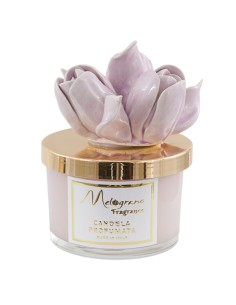 Candela liscia con tulipani color lilla, bassa | Matrimonio 2027
