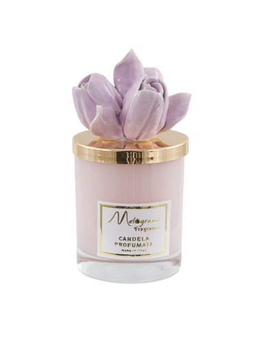 Smooth candle with tulips in lilac, medium | Wedding 2027
