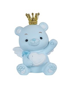Christening favour: teddy bear, with heart, heart-shaped, light blue