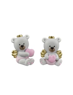 Gastgeschenk zur Taufe: Magnet Teddybär, mit Flügeln, rosa – 3,5 × 1