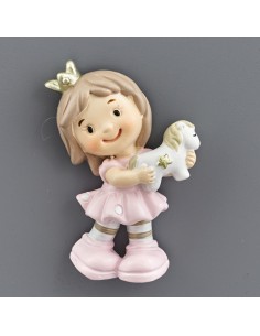 Christening favour: magnet princess, pink – 4 × 1,5 × 4 cm