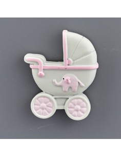 Christening favour: magnet little elephant, pink – 4 × 1,5 × 4 cm