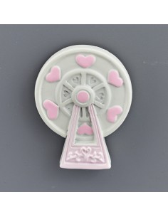 Christening favour: magnet Ferris wheel, pink – 4 × 1,5 × 4 cm