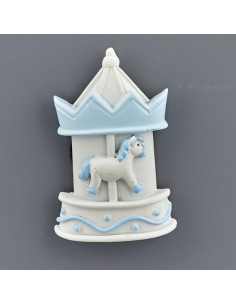 Christening favour: magnet carousel, light blue – 4 × 1,5 × 4 cm