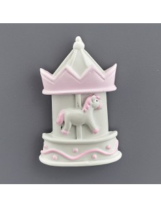 Gastgeschenk zur Taufe: Magnet Karussell, rosa – 4 × 1,5 × 4 cm