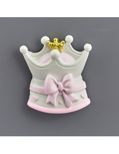 Christening favour: magnet crown, pink – 4 × 1,5 × 4 cm