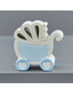 Christening favour: pram, light blue – 4,6 × 2 × 4,3 cm