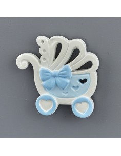 Souvenir de baptême : aimant landau, bleu ciel – 4 × 1,5 × 4 cm