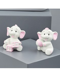Souvenir de baptême : petit éléphant, rose – 3,8 × 3 × 5 cm