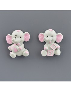 Christening favour: magnet little elephant, pink – 4 × 1,5 × 4 cm