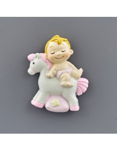 Christening favour: magnet little horse, pink – 4 × 1,5 × 4 cm
