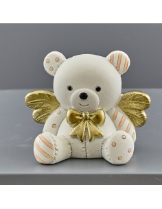 Souvenir de baptême : ourson, rose, détails dorés, grand format – 6 