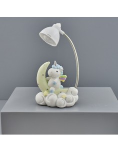 Christening favour: lamp unicorn, rainbow, light blue – 10 × 7,5 × 1