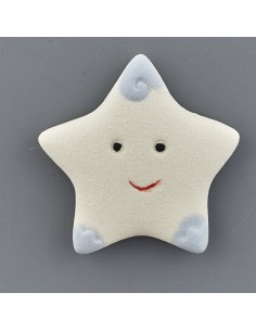 Christening favour: magnet star, satin finish, light blue – 4,7 × 4,