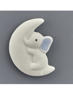 Bomboniera magnete elefantino, sulla luna, finitura satinata, celest
