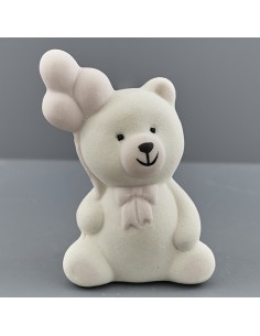Souvenir de baptême : ourson, finition satinée, rose – 4,8 × 3,3 × 6