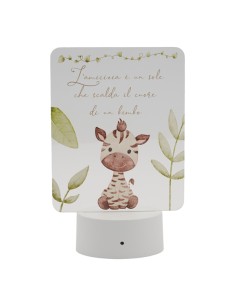Christening favour: lamp zebra Zac, LED, RGB, with white base – 13 ×