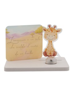 Souvenir de baptême : décoration avec plaque et lumière LED girafe R