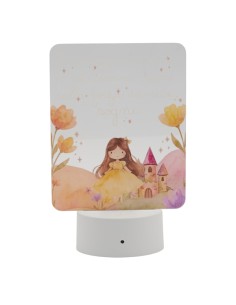 Souvenir de baptême : lampe princesse Luce, LED, RGB, avec base blan