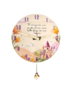 Christening favour: pendulum clock princess Luce – 35 cm