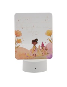 Christening favour: lamp princess Maya, LED, RGB, with white base – 