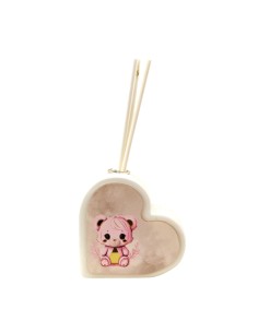 Souvenir de baptême : diffuseur de parfum ourson, en cœur, rose, dét