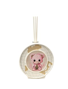 Gastgeschenk zur Taufe: Duftspender Teddybär, LED, Globus, rosa, gol