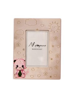 Christening favour: photo frame teddy bear, pink, gold-tone details,