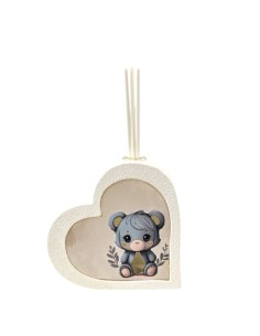 Christening favour: scent diffuser teddy bear, LED, heart-shaped, li