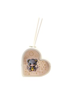 Christening favour: scent diffuser teddy bear, heart-shaped, light b