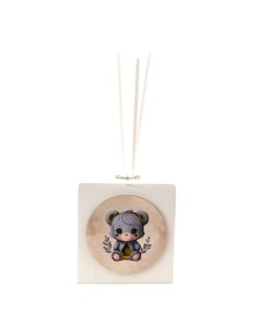 Gastgeschenk zur Taufe: Duftspender Teddybär, quadratisch, hellblau,