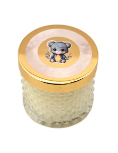 Gastgeschenk zur Taufe: Kerze Teddybär, Diamond, hellblau, goldfarbe