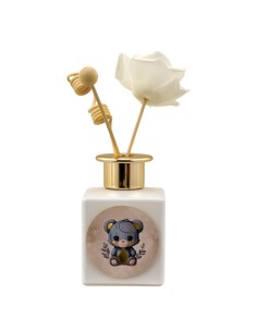 Christening favour: scent diffuser teddy bear, light blue, gold-tone