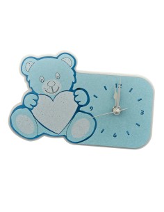Gastgeschenk zur Taufe: Uhr Teddybär, hellblau – 19 × 12 × 4 cm
