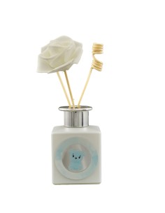 Bomboniera profumatore orsetto, celeste, dettagli argentati, 200 ml 