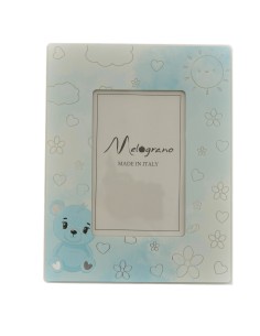 Gastgeschenk zur Taufe: Bilderrahmen Teddybär, hellblau, silberfarbe