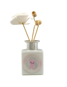 Bomboniera profumatore orsetto, rosa, dettagli argentati, 200 ml – H