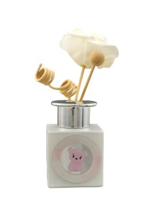 Christening favour: scent diffuser teddy bear, pink, silver-tone det