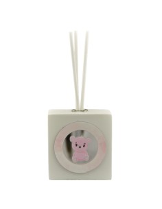 Christening favour: scent diffuser teddy bear, pink, silver-tone det