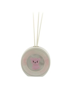Bomboniera profumatore orsetto, tondo, rosa, dettagli argentati, for