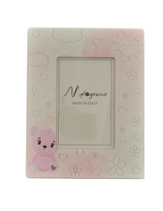 Gastgeschenk zur Taufe: Bilderrahmen Teddybär, rosa, silberfarbene D
