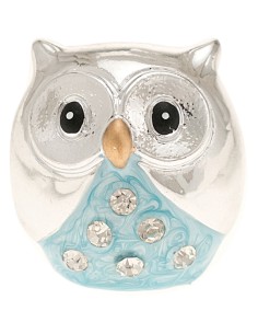 Gastgeschenk zur Taufe: kleine Eule, mit Strass, hellblau, große Aus