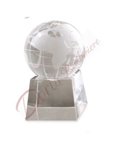 Mappamondo vetro piccolo 6.30 x 12.50 x 6.00 cm z-056 Made in Italy Cristallo