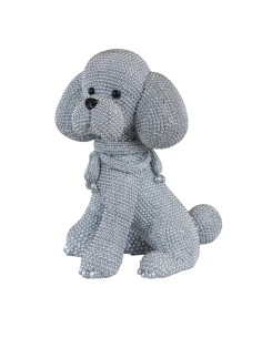 Christening favour: little dog, shiny finish, silver-tone details, l