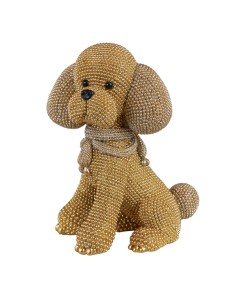 Christening favour: little dog, shiny finish, gold-tone details, lar