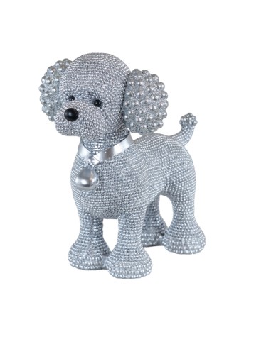 Christening favour: little dog, shiny finish, silver-tone details, l